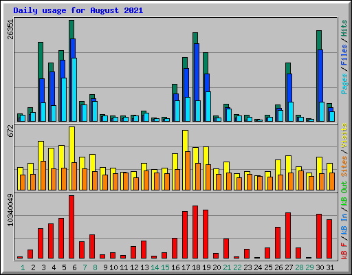 Daily usage for August 2021