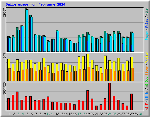 Daily usage for February 2024