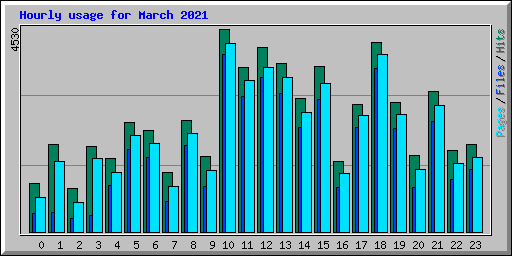 Hourly usage for March 2021