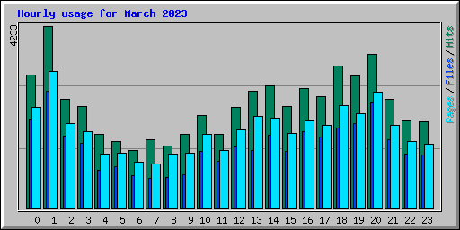Hourly usage for March 2023